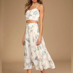 NEW White Floral Embroidered Two-Piece Midi Dress - perfect for bridal or brunch